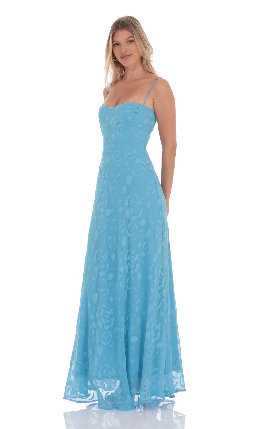 Burnout Lace-Up Maxi Dress in Aqua - luluinthesky