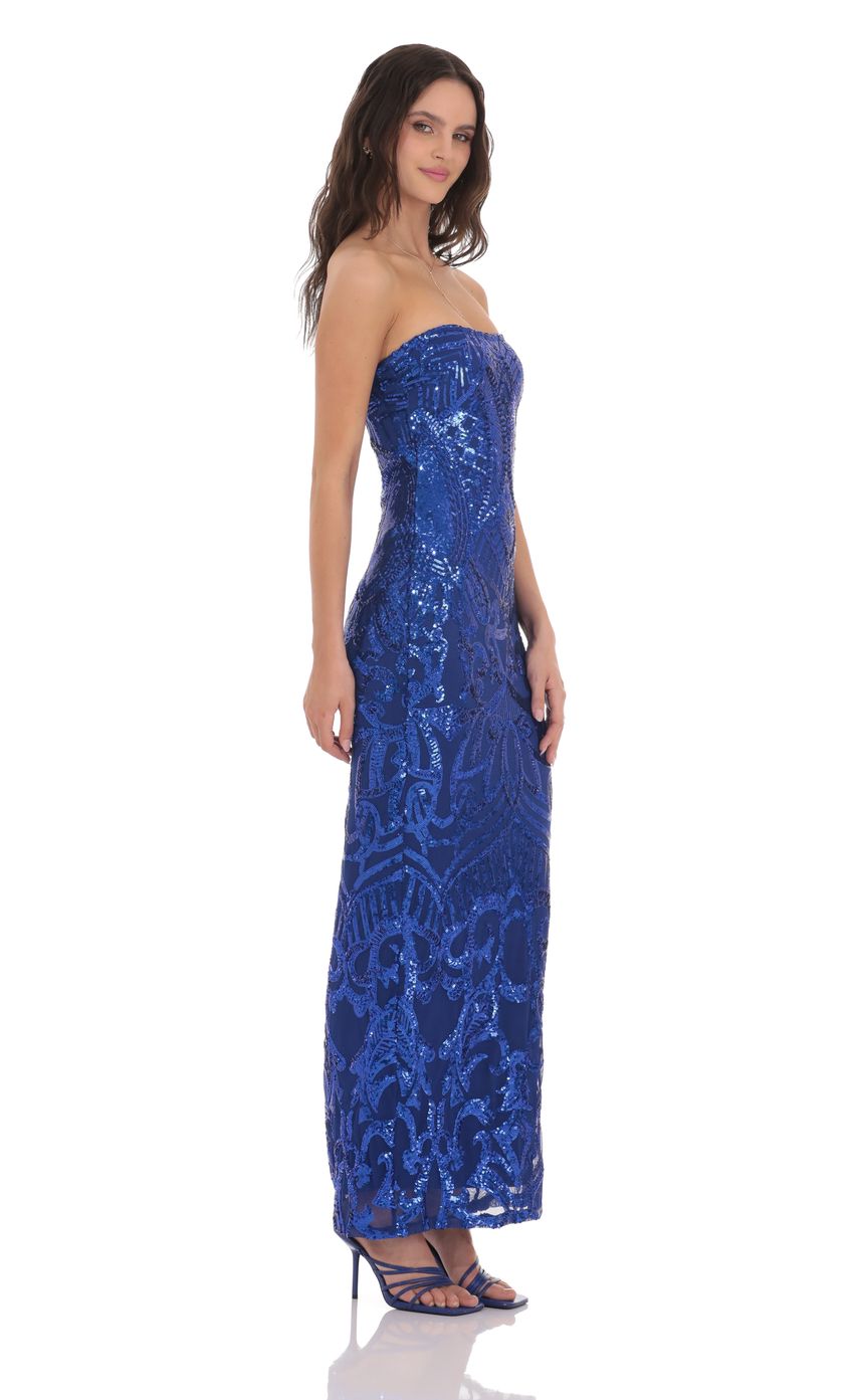 Sequin Pattern Maxi Dress in Royal Blue - luluinthesky