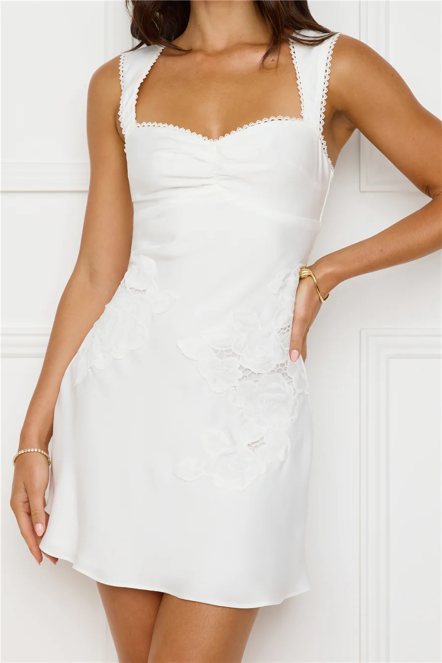 Exotic Flair Satin Mini Dress White - luluinthesky