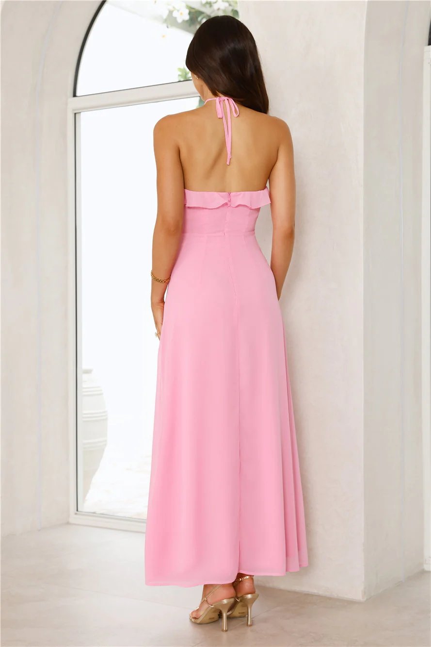 Love Potion Halter Maxi Dress Pink - luluinthesky