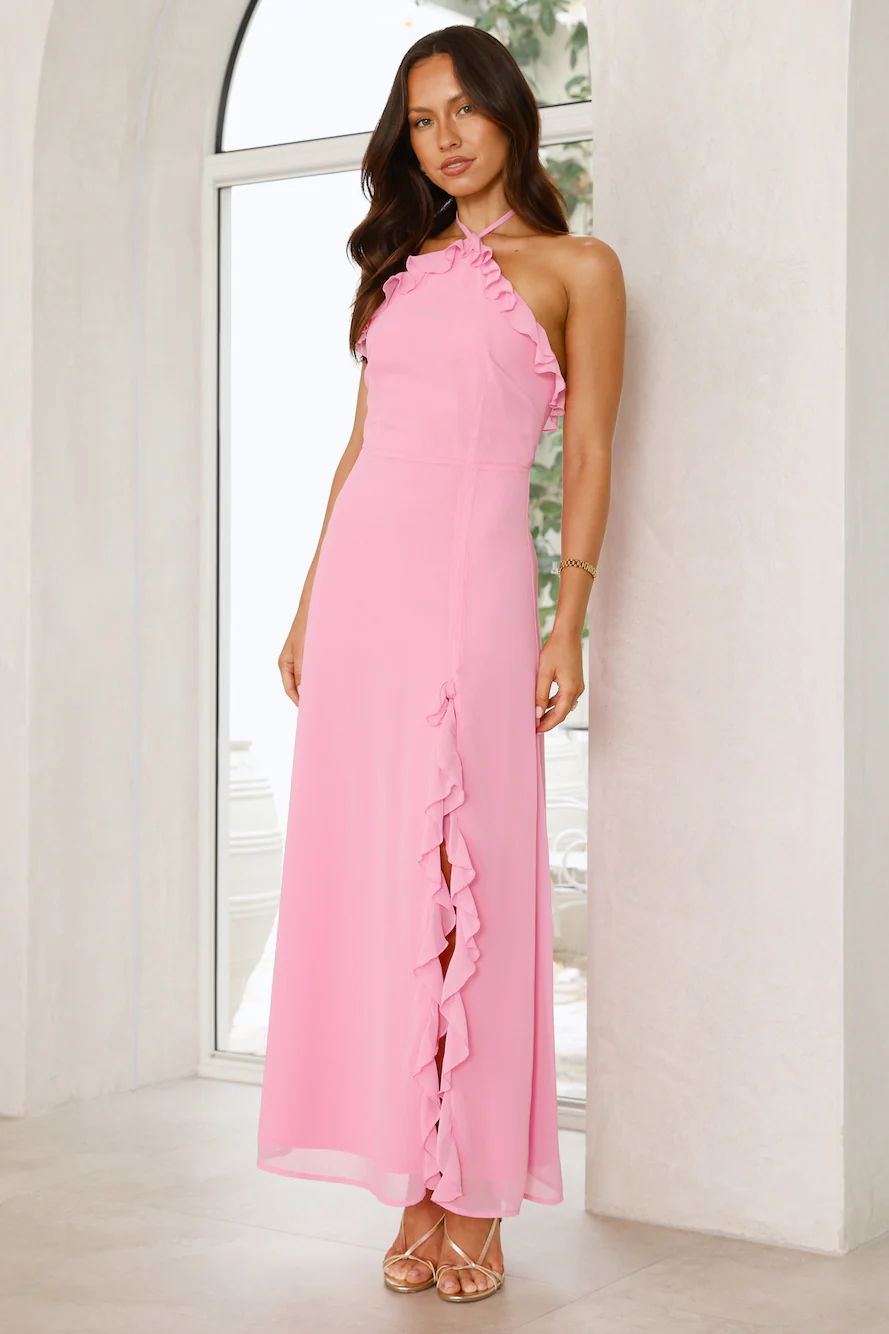 Love Potion Halter Maxi Dress Pink - luluinthesky