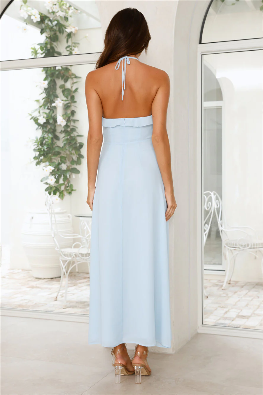 Love Potion Halter Maxi Dress Blue - luluinthesky