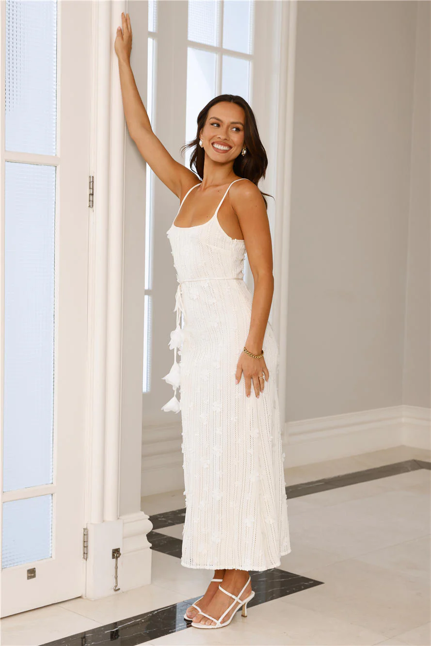 Delicately Divine Knit Maxi Dress Cream - luluinthesky