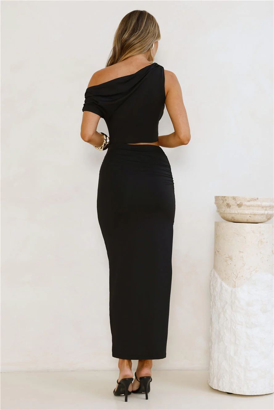 Elevated Everyday Off Shoulder Maxi Dress Black - luluinthesky