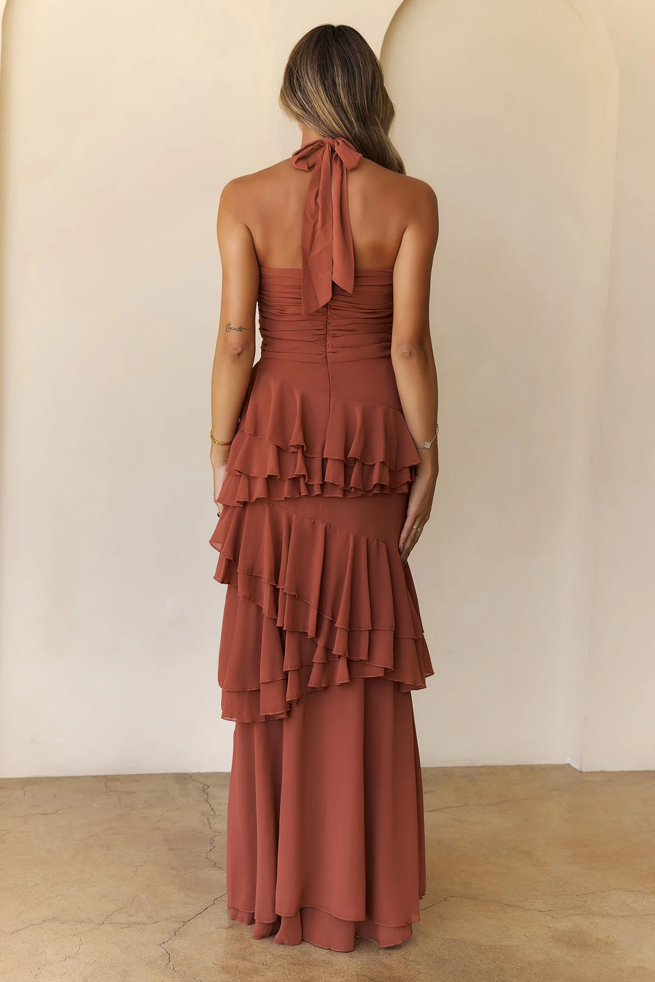 Zephyr Halter Maxi Dress Rust - luluinthesky