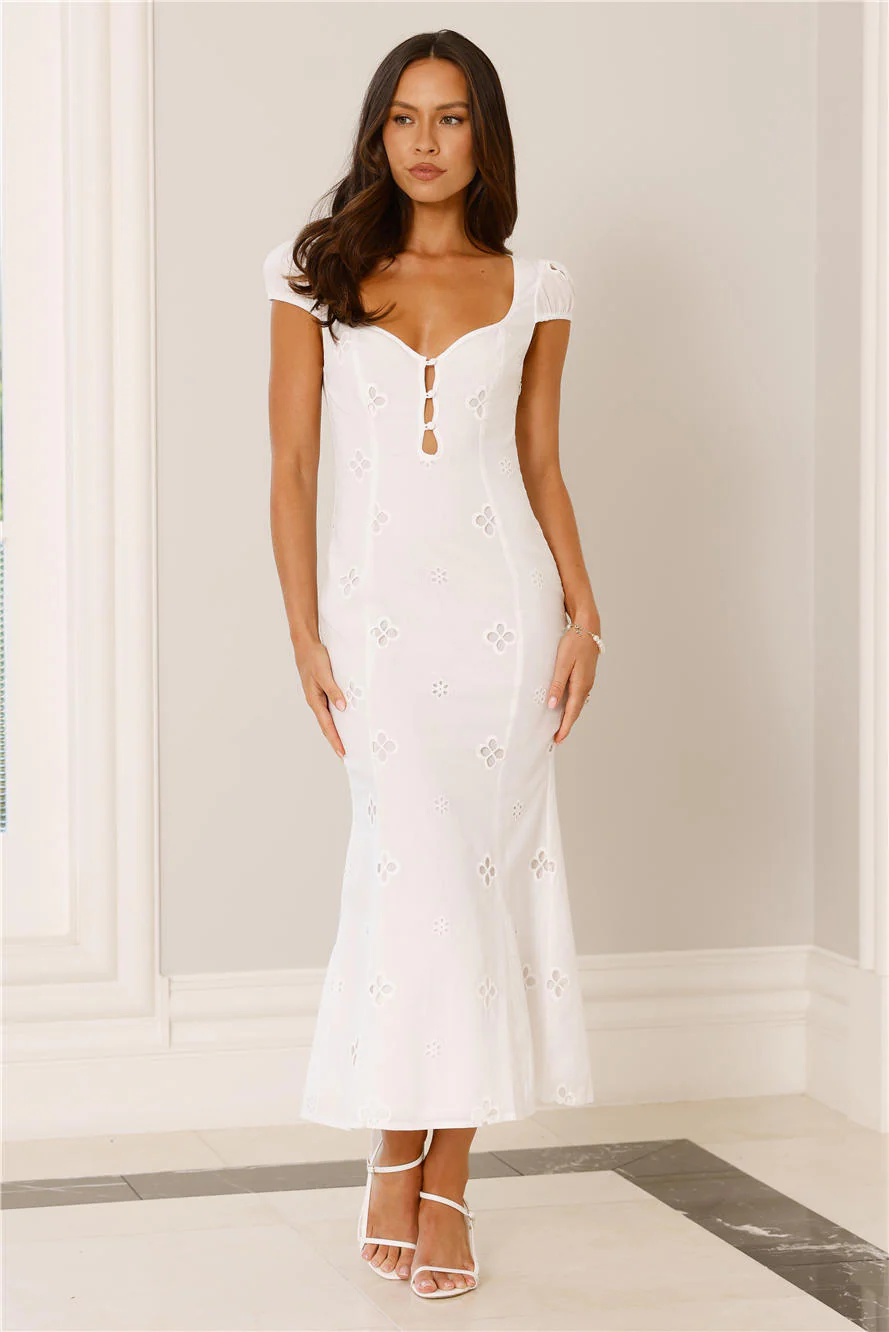Oceanfront Dreams Midi Dress White - luluinthesky