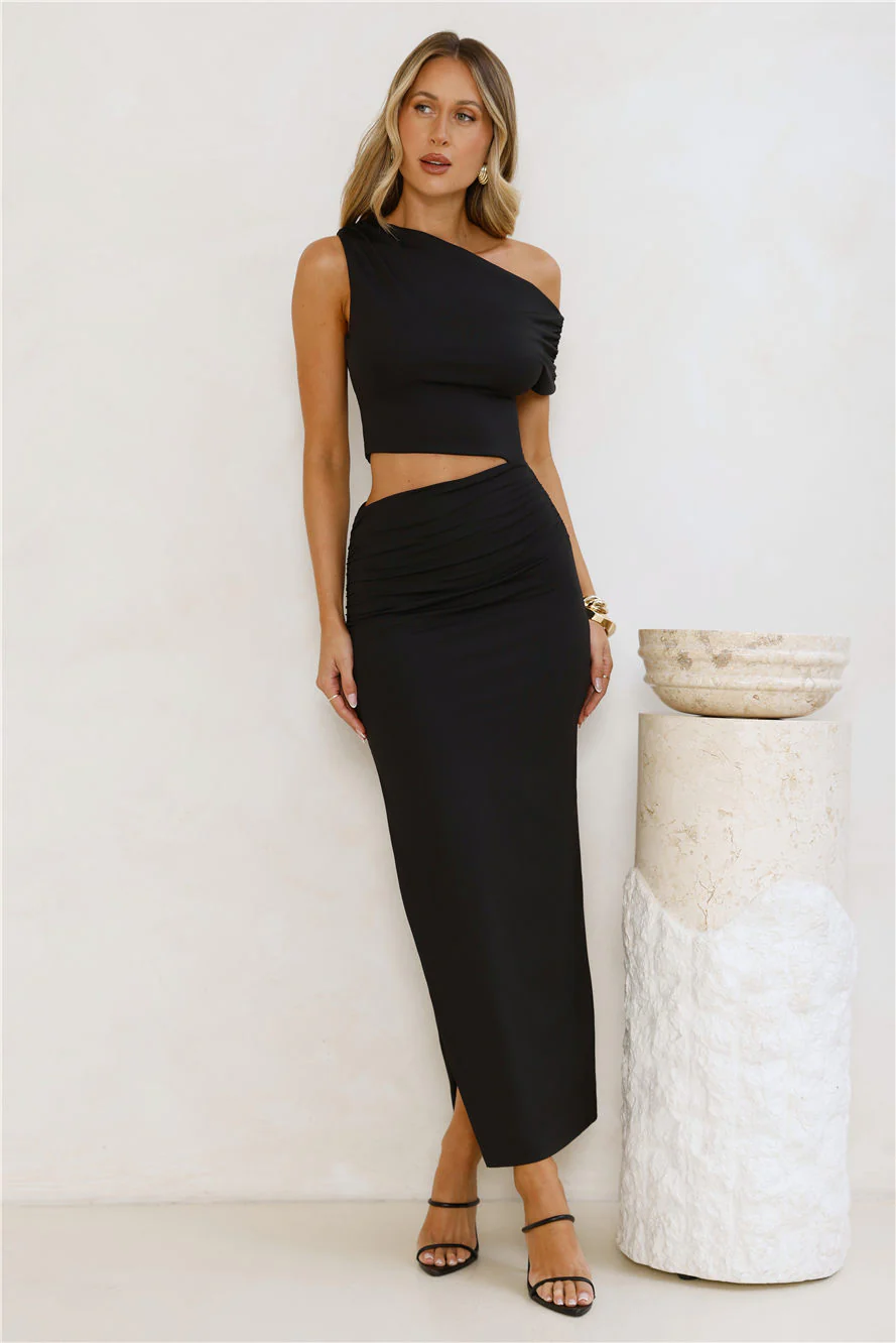 Elevated Everyday Off Shoulder Maxi Dress Black - luluinthesky