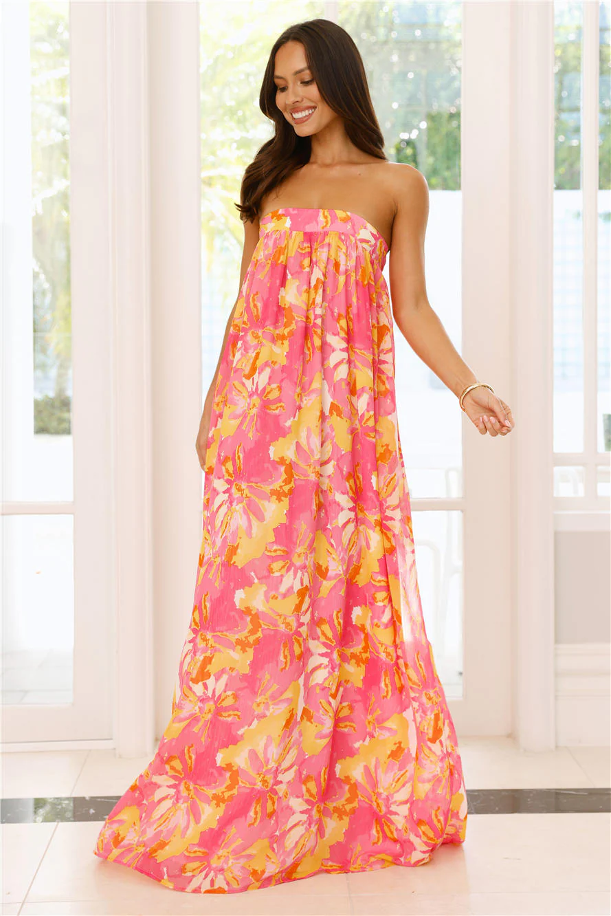 Sunshine State Of Mind Strapless Maxi Dress Pink - luluinthesky