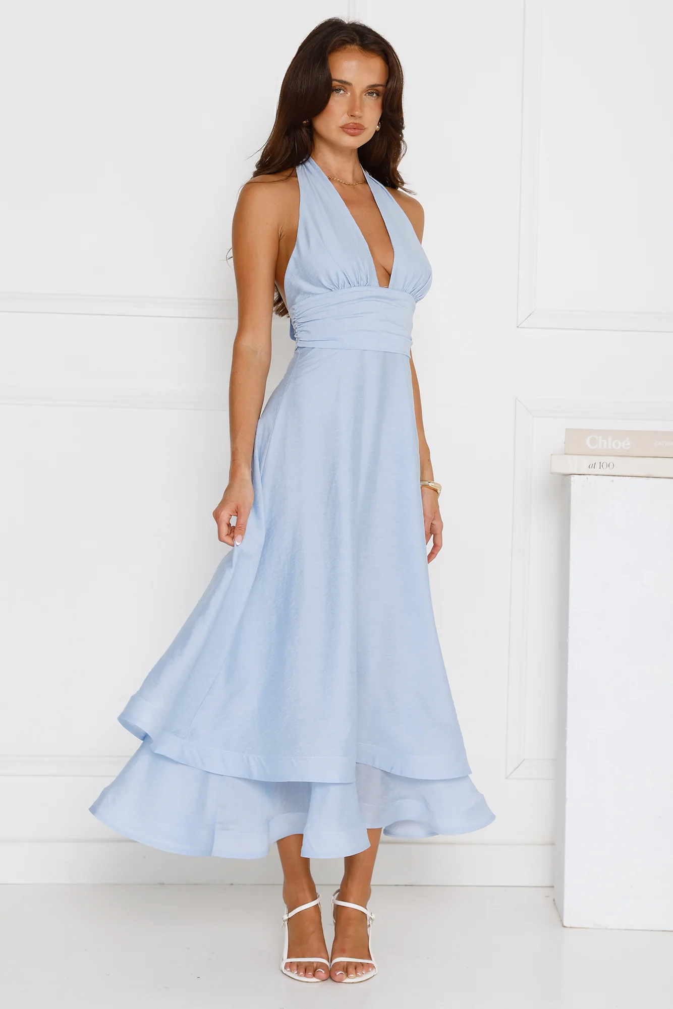 Opal Glow Halter Maxi Dress Blue - luluinthesky