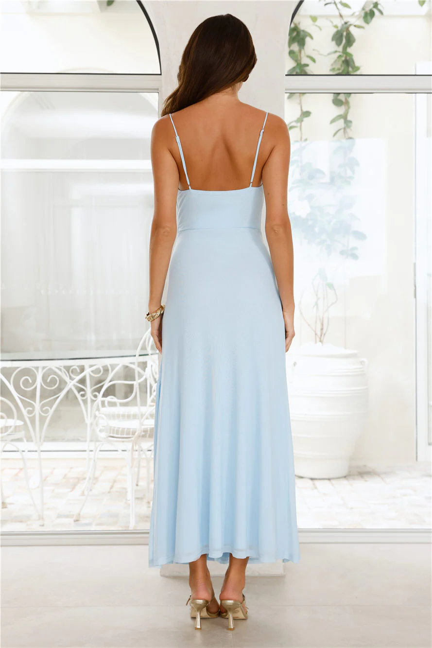 Candlelight Kisses Mesh Maxi Dress Blue - luluinthesky