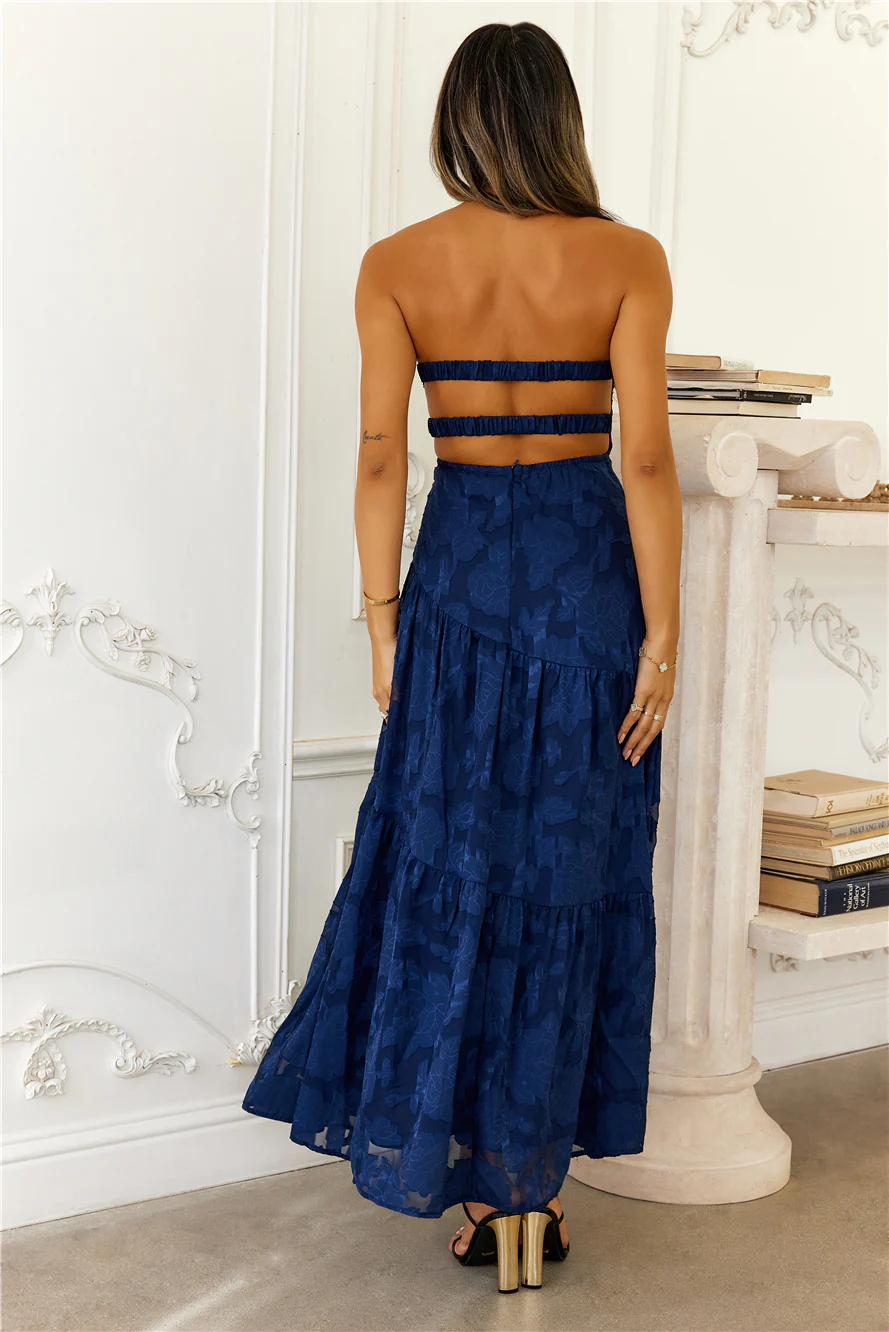 Fashion Revolution Strapless Maxi Dress Navy - luluinthesky