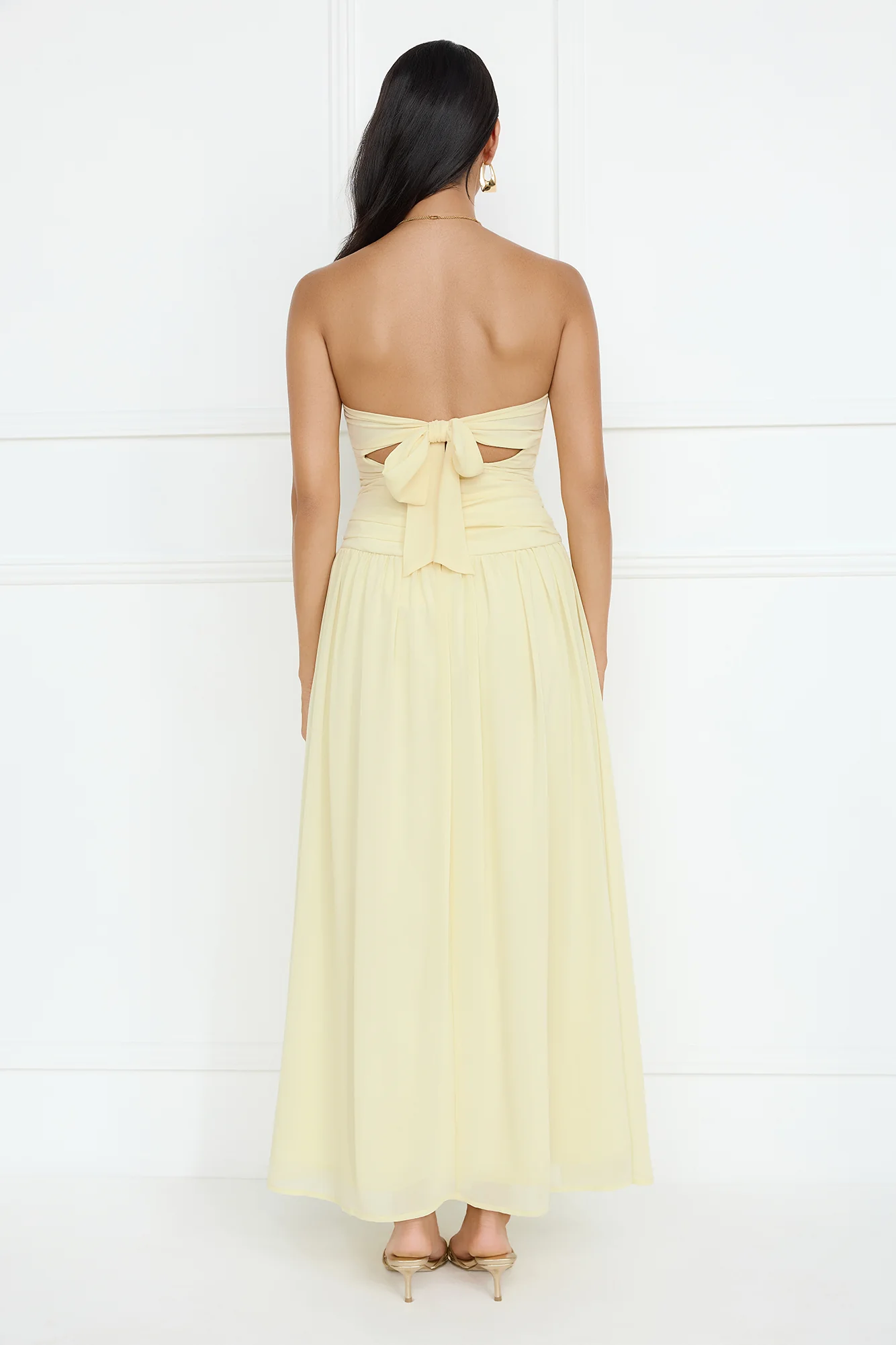 Enchanted Edit Strapless Maxi Dress Yellow - luluinthesky