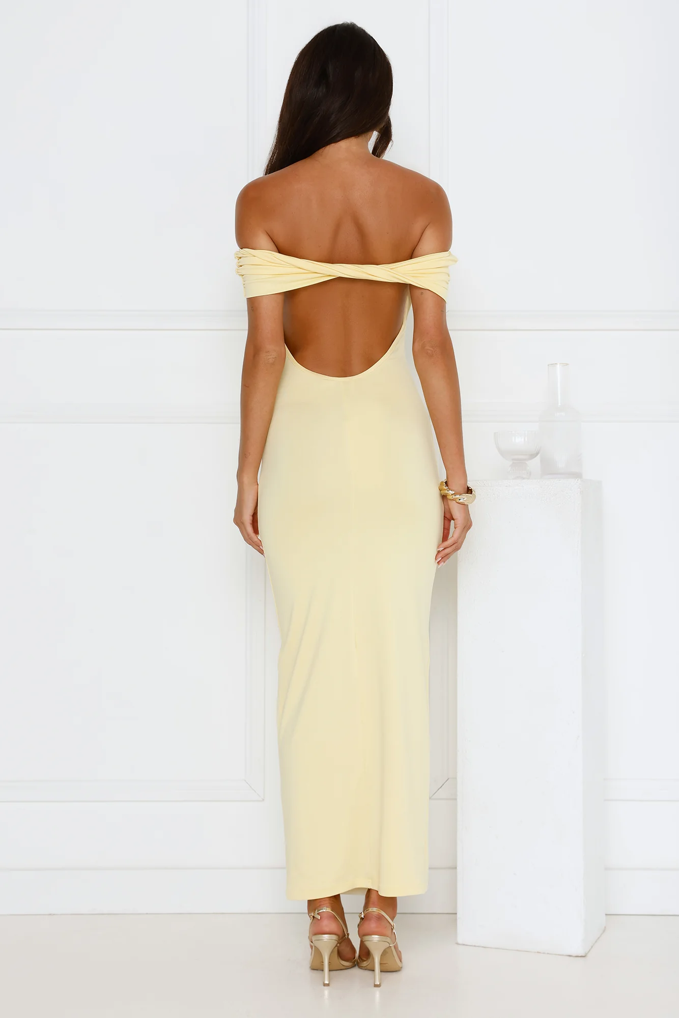 Soft Whispers Off Shoulder Maxi Dress Yellow - luluinthesky