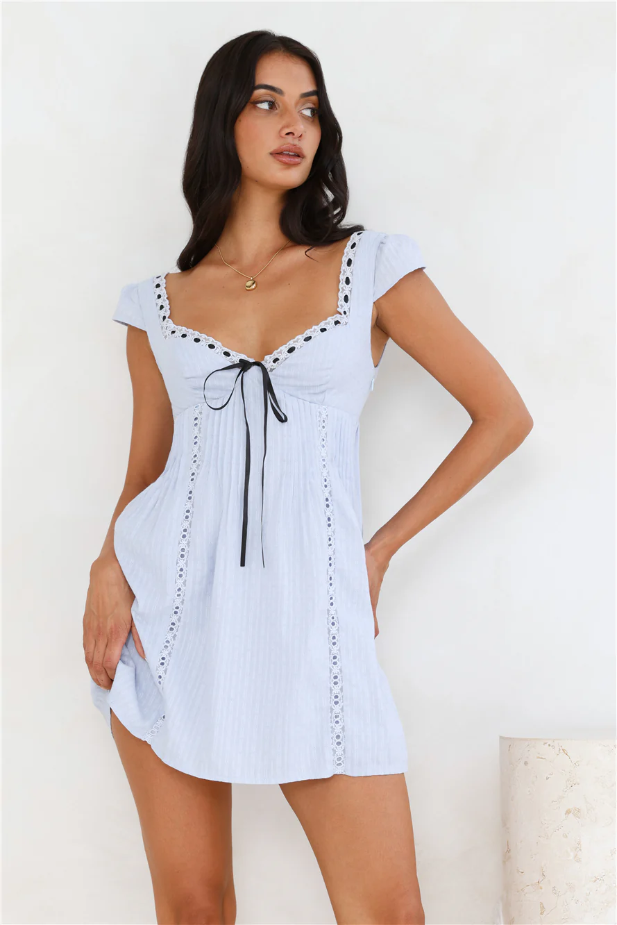 Oak Tree Mini Dress Blue - luluinthesky