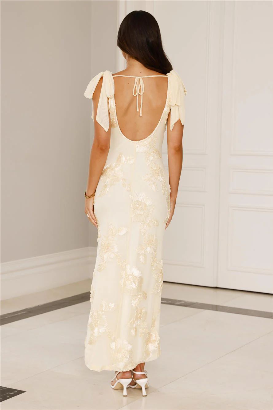 Golden Doll Mesh Maxi Dress Yellow - luluinthesky