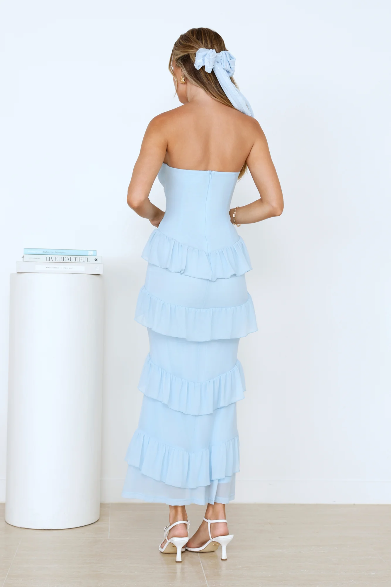 Feelings First Strapless Mesh Maxi Dress Blue - luluinthesky
