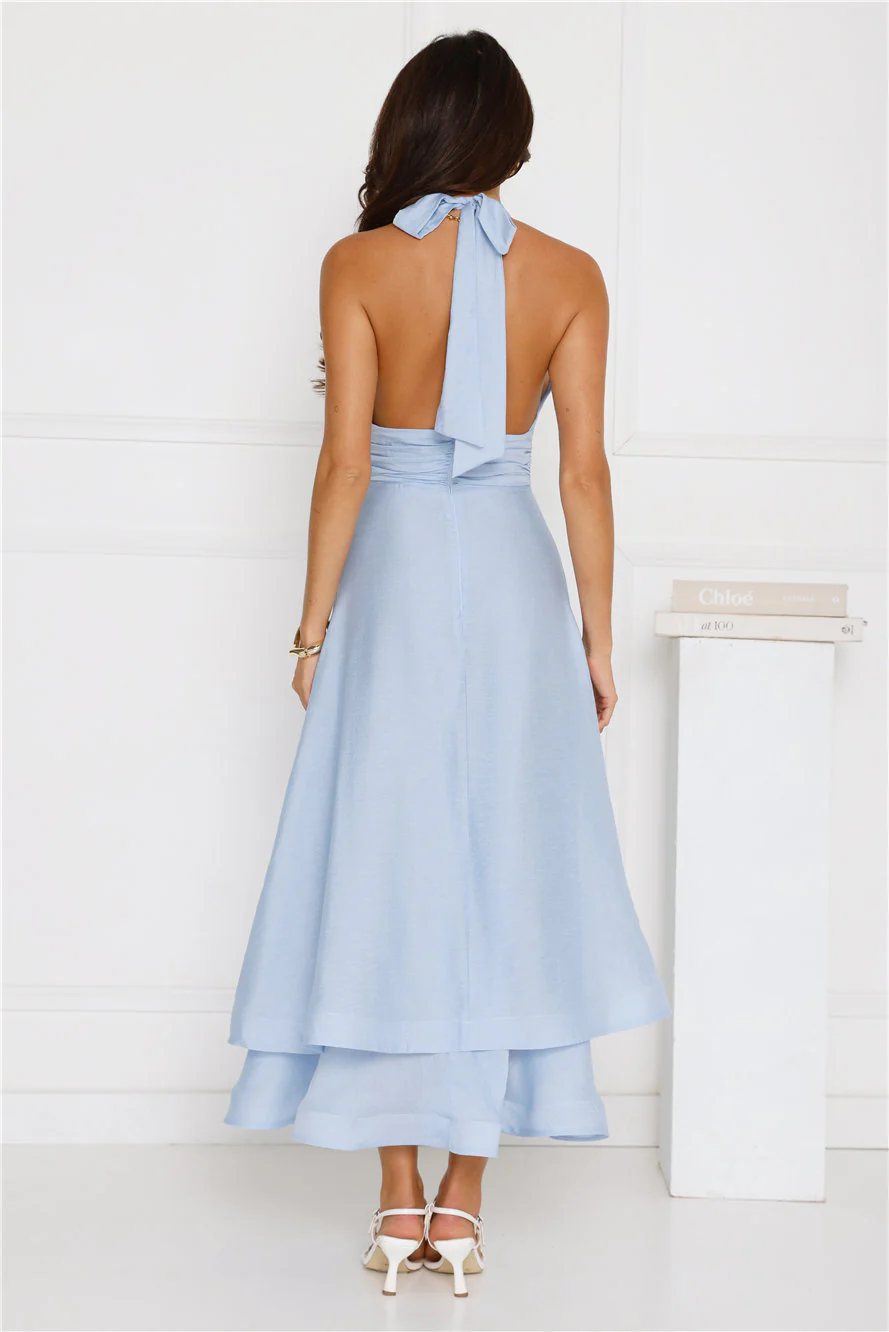 Opal Glow Halter Maxi Dress Blue - luluinthesky