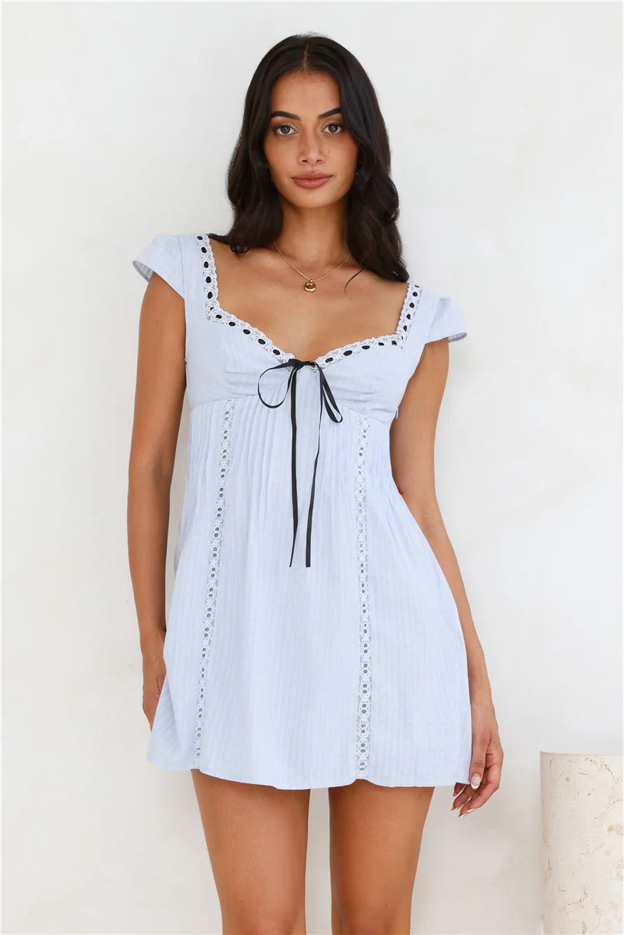 Oak Tree Mini Dress Blue - luluinthesky