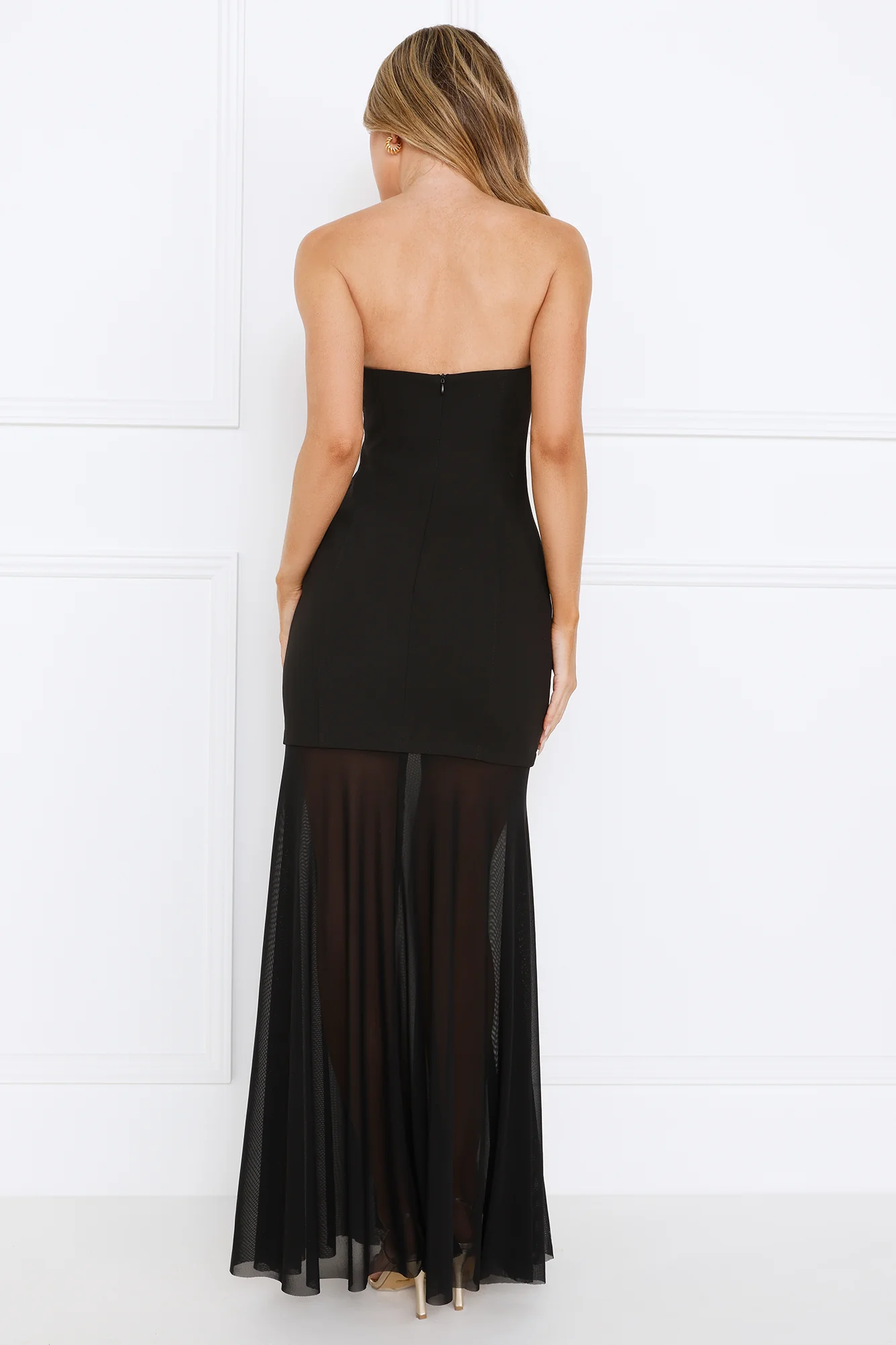 Event Extraordinaire Strapless Maxi Dress Black - luluinthesky