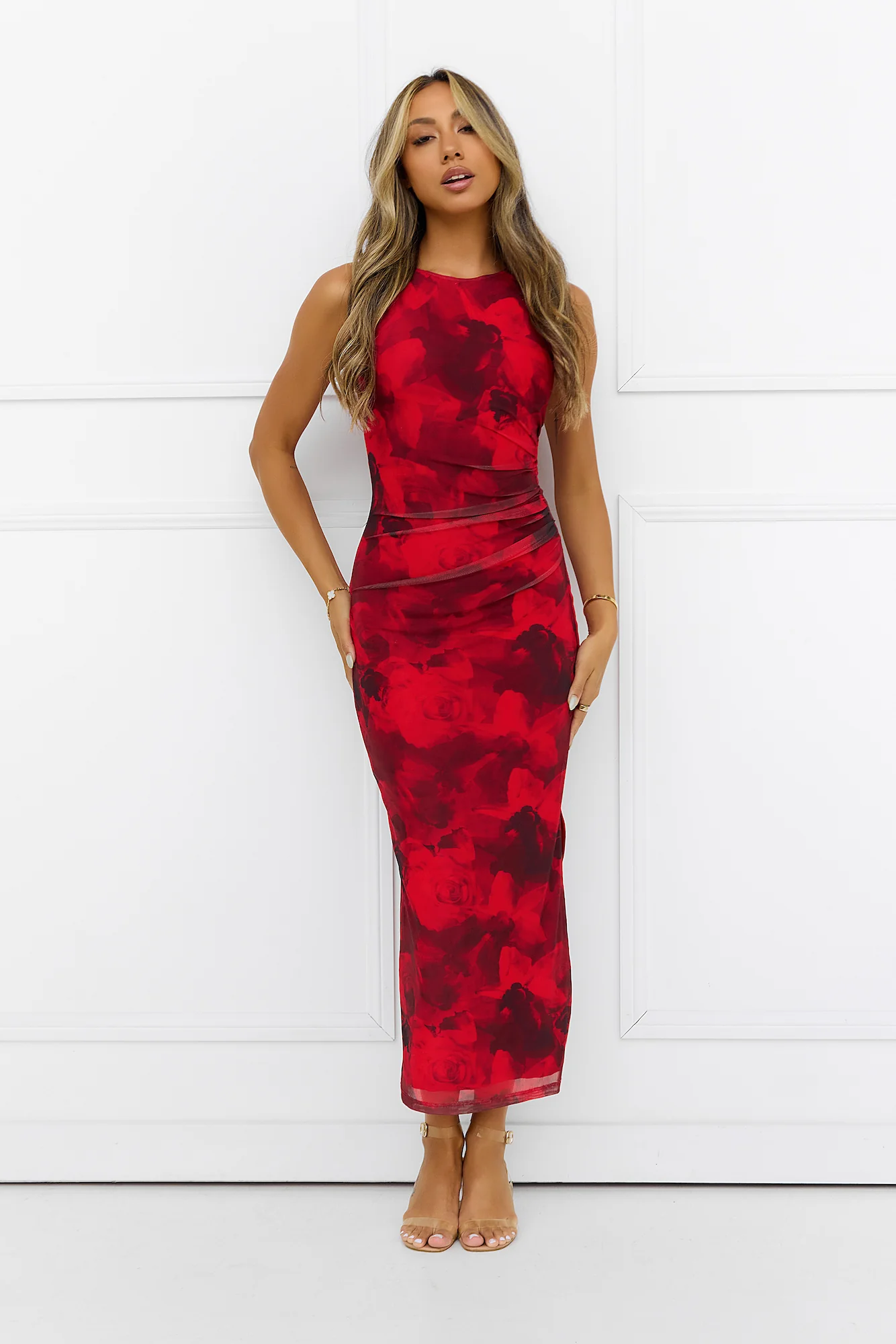 Zodiac Queen Mesh Maxi Dress Red - luluinthesky