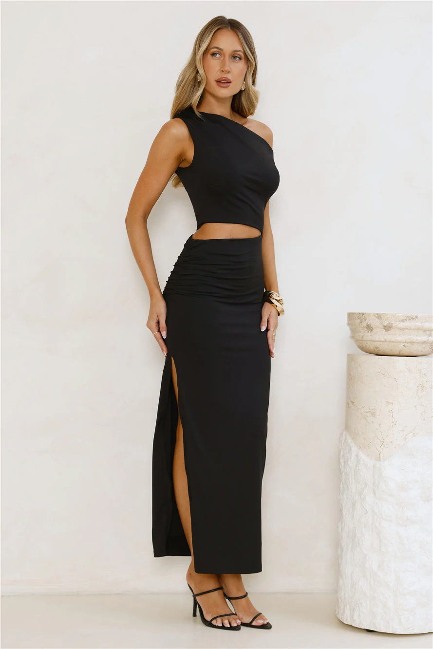 Elevated Everyday Off Shoulder Maxi Dress Black - luluinthesky
