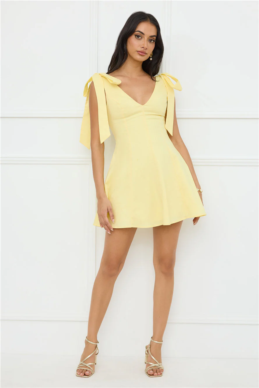 Pretty In Power Mini Dress Yellow - luluinthesky
