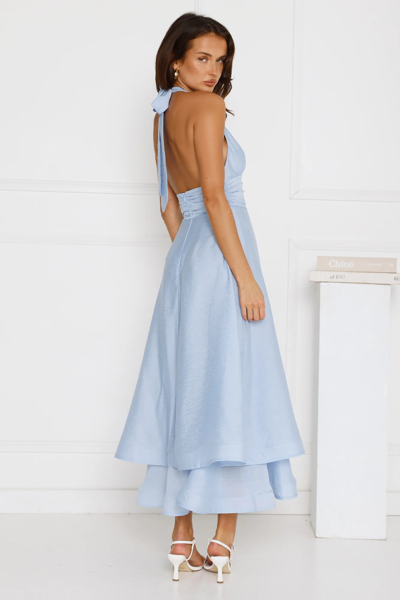 Opal Glow Halter Maxi Dress Blue - luluinthesky
