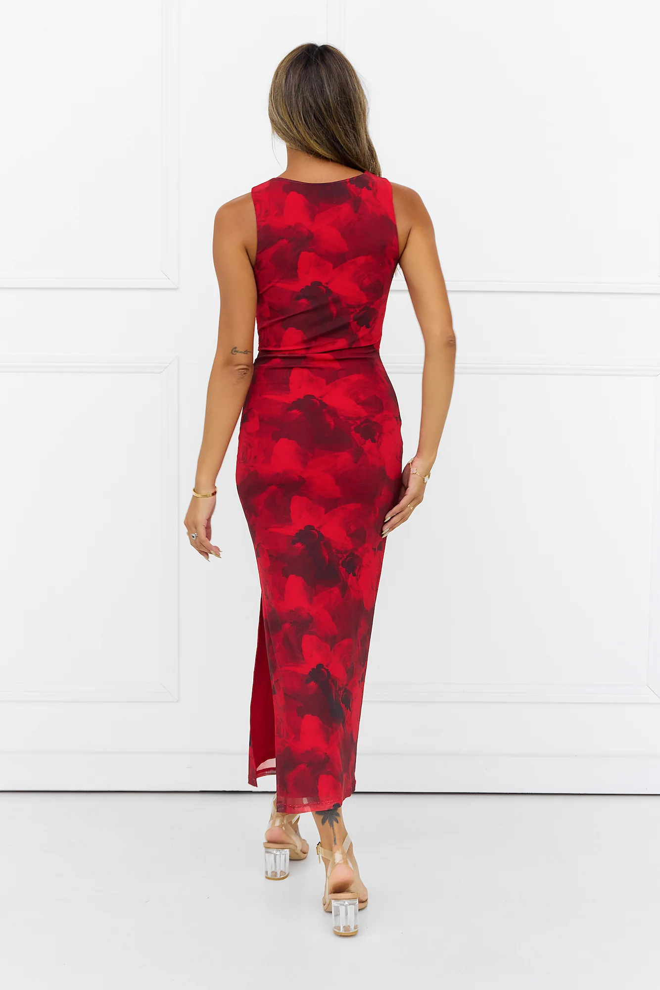 Zodiac Queen Mesh Maxi Dress Red - luluinthesky