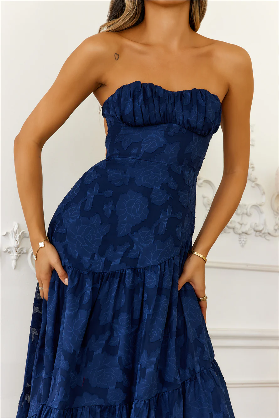 Fashion Revolution Strapless Maxi Dress Navy - luluinthesky