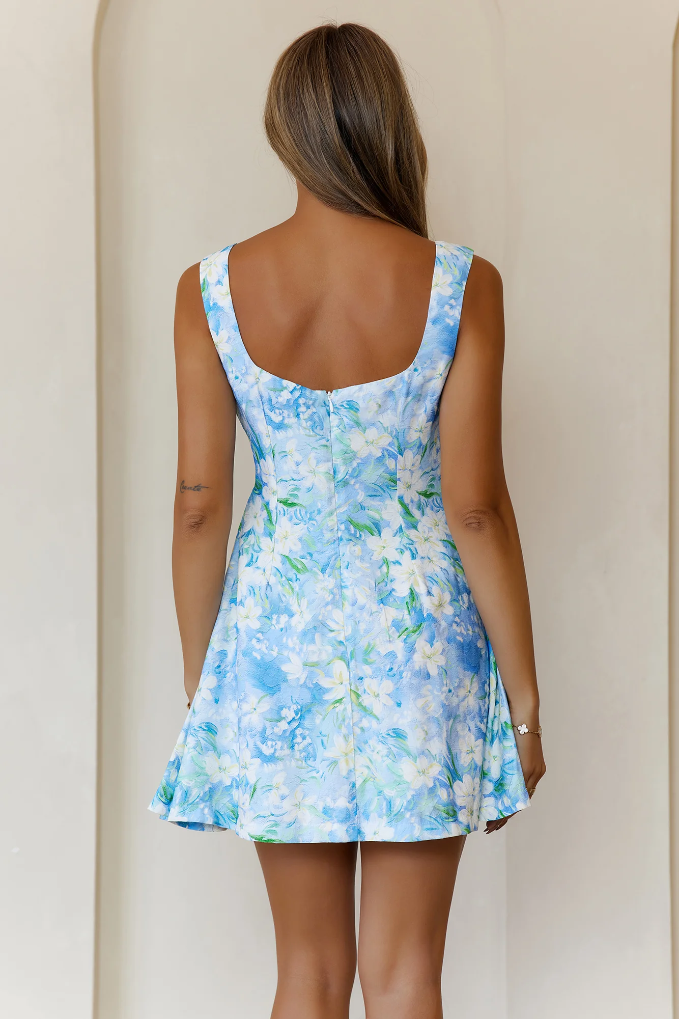 Clio Side Flare Hem Mini Dress Blue - luluinthesky