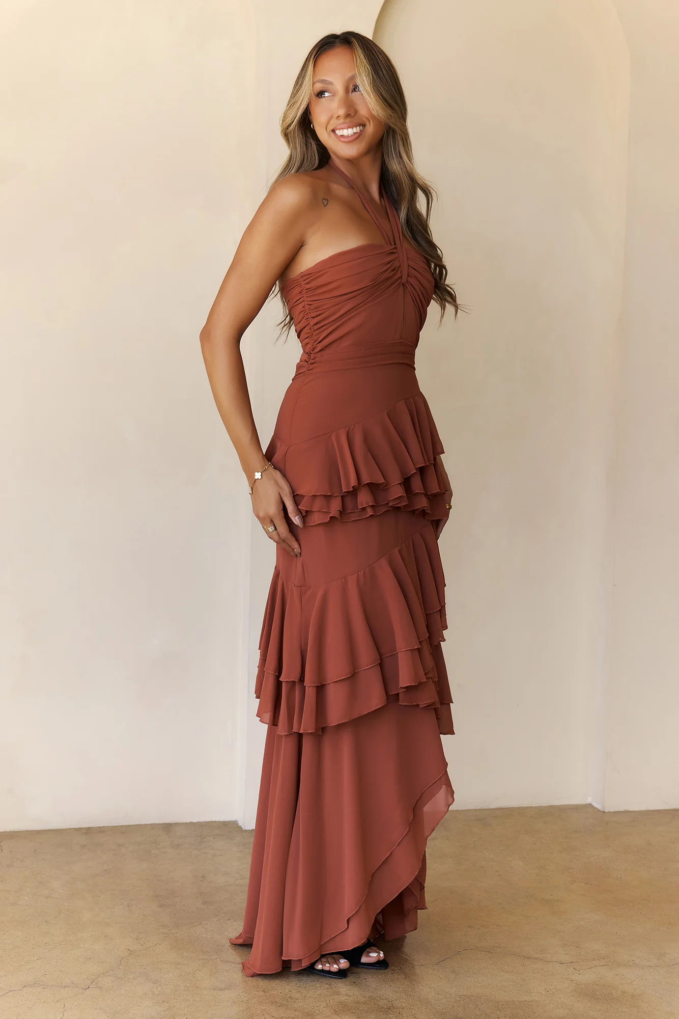 Zephyr Halter Maxi Dress Rust - luluinthesky