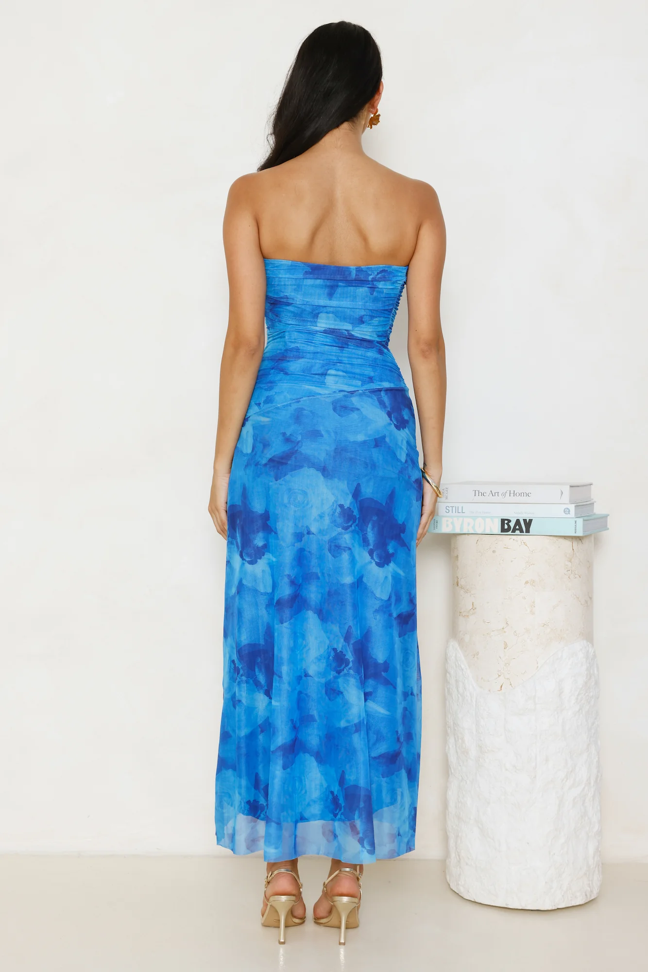 Dollhouse Daze Strapless Mesh Maxi Dress Blue - luluinthesky