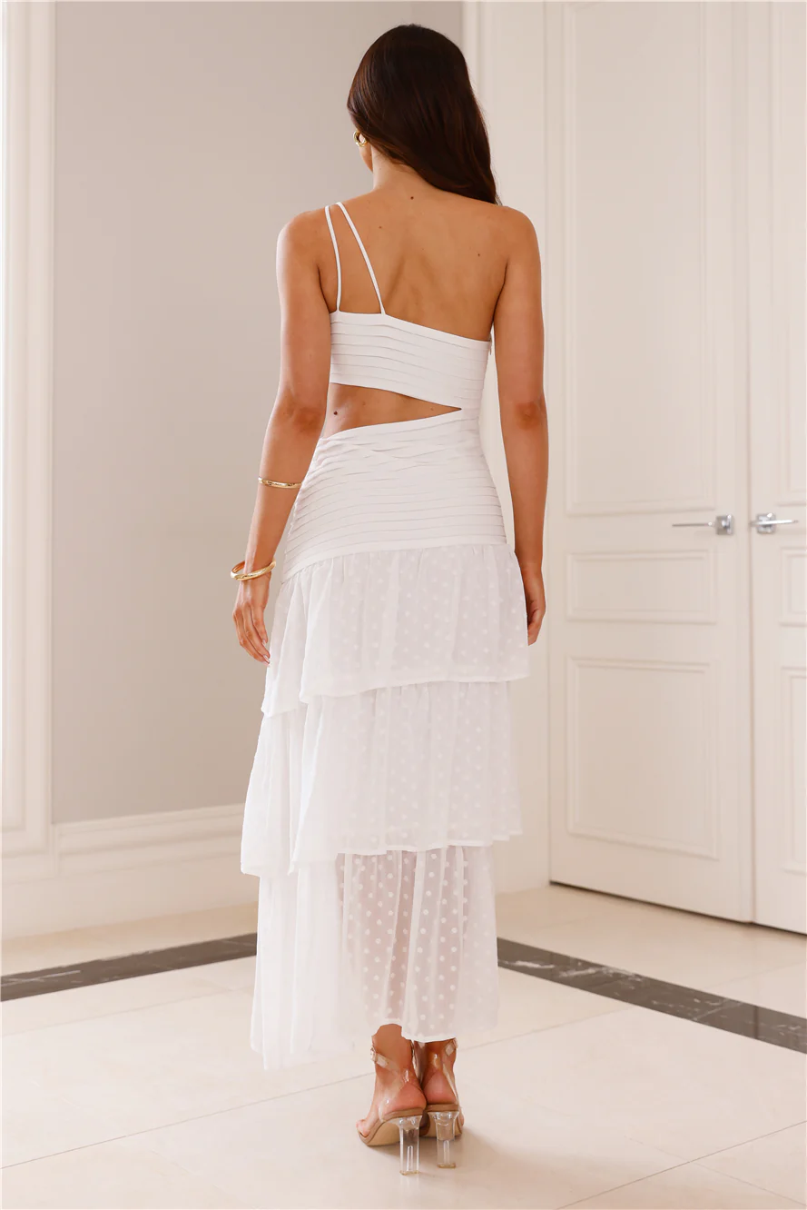 Day In Manhattan One Shoulder Maxi Dress White - luluinthesky