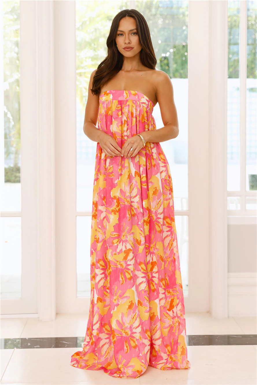 Sunshine State Of Mind Strapless Maxi Dress Pink - luluinthesky
