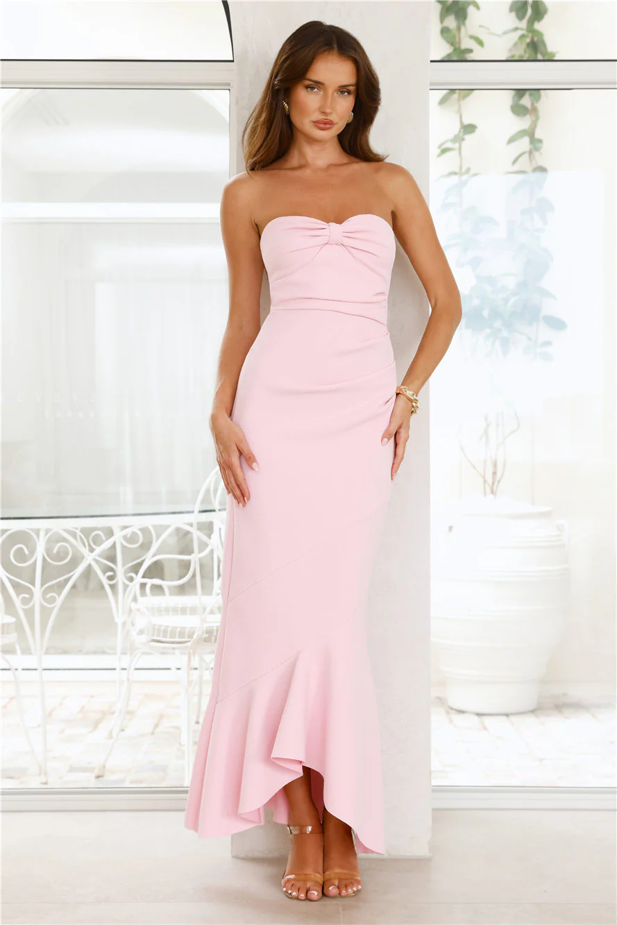 Luxe Reverie Strapless Maxi Dress Pink - luluinthesky