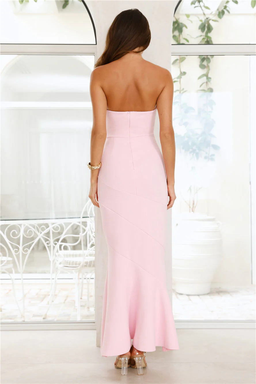 Luxe Reverie Strapless Maxi Dress Pink - luluinthesky