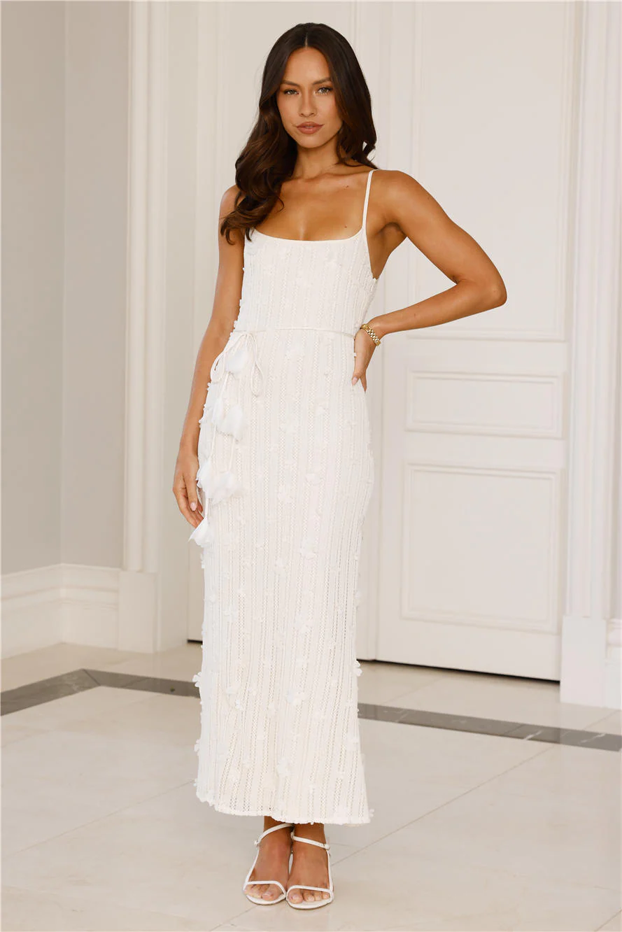 Delicately Divine Knit Maxi Dress Cream - luluinthesky