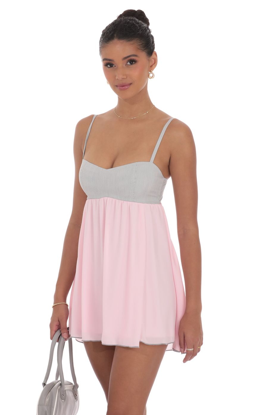 Two Toned Striped Babydoll Dress in Pink - luluinthesky