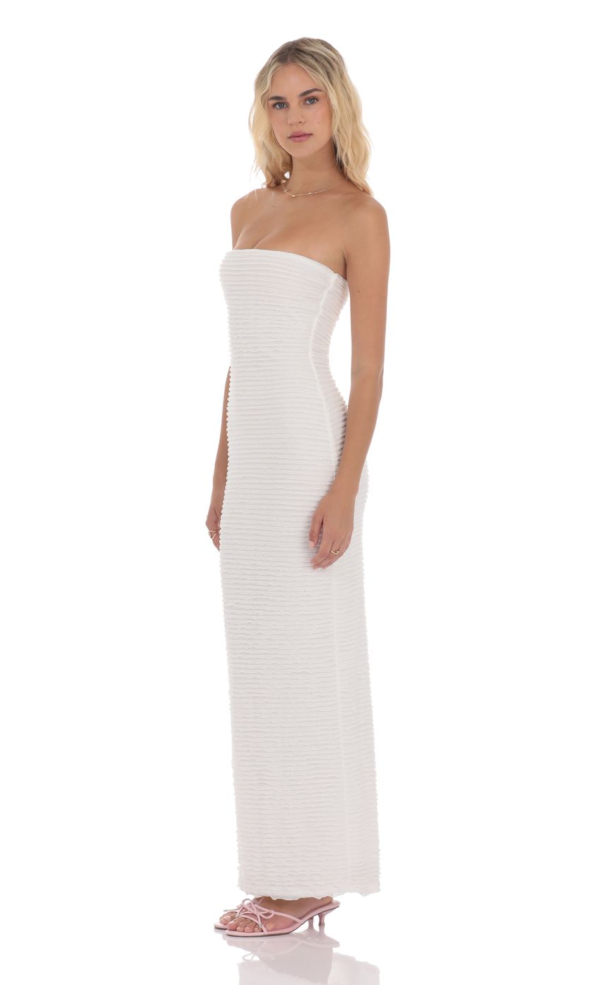 Strapless Ruffle Maxi Dress in White - luluinthesky