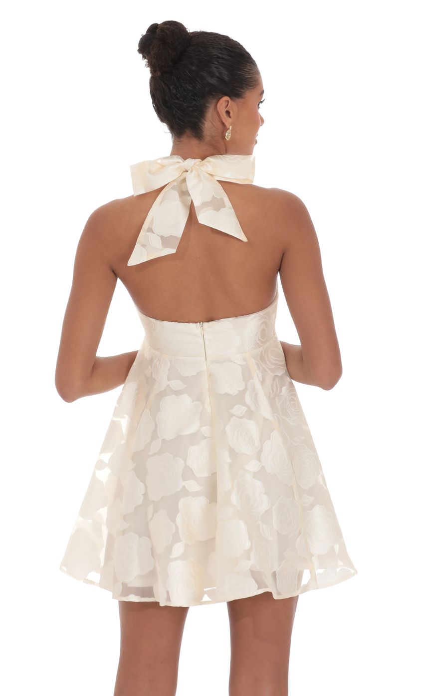 Floral Flare Babydoll Dress in Cream - luluinthesky