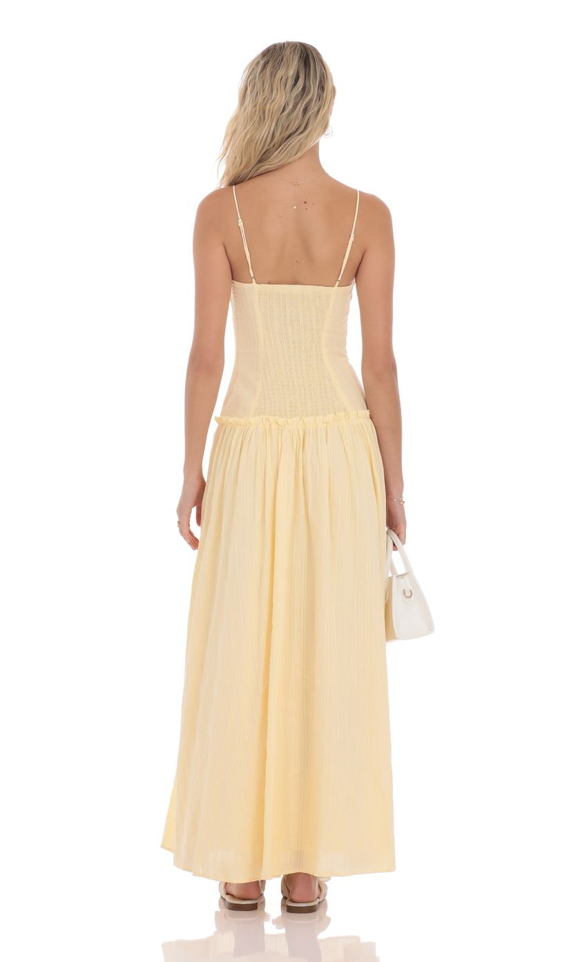 Embroidered Striped Maxi Dress in Yellow - luluinthesky