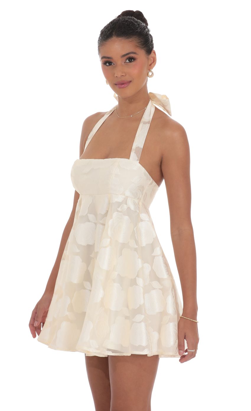 Floral Flare Babydoll Dress in Cream - luluinthesky