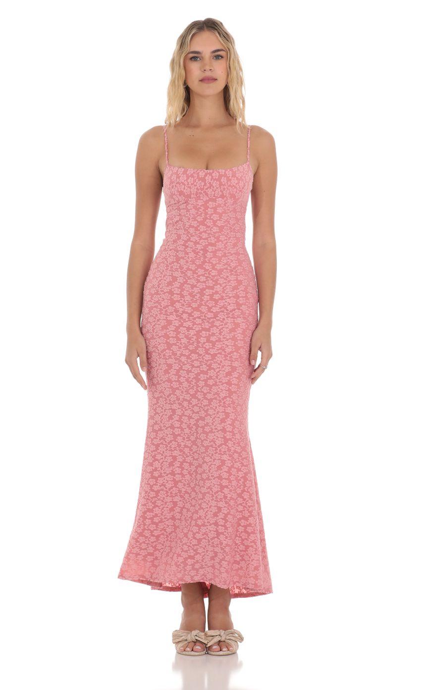 Textured Floral Maxi Dress in Pink - luluinthesky