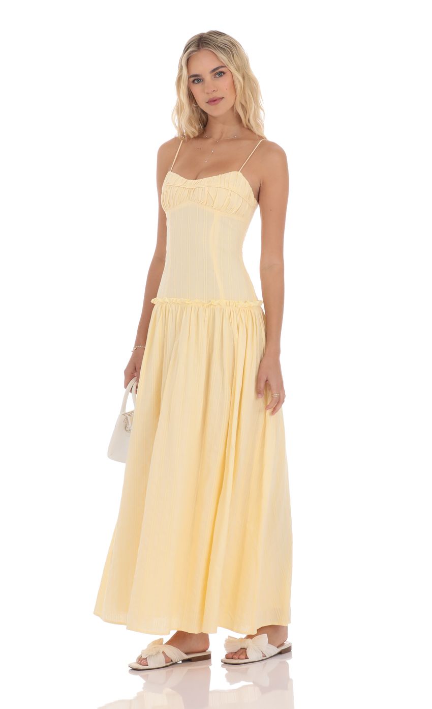 Embroidered Striped Maxi Dress in Yellow - luluinthesky