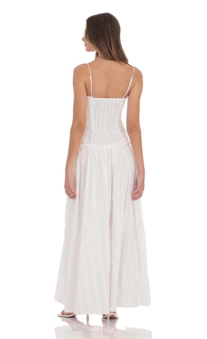 Embroidered Striped Maxi Dress in White - luluinthesky