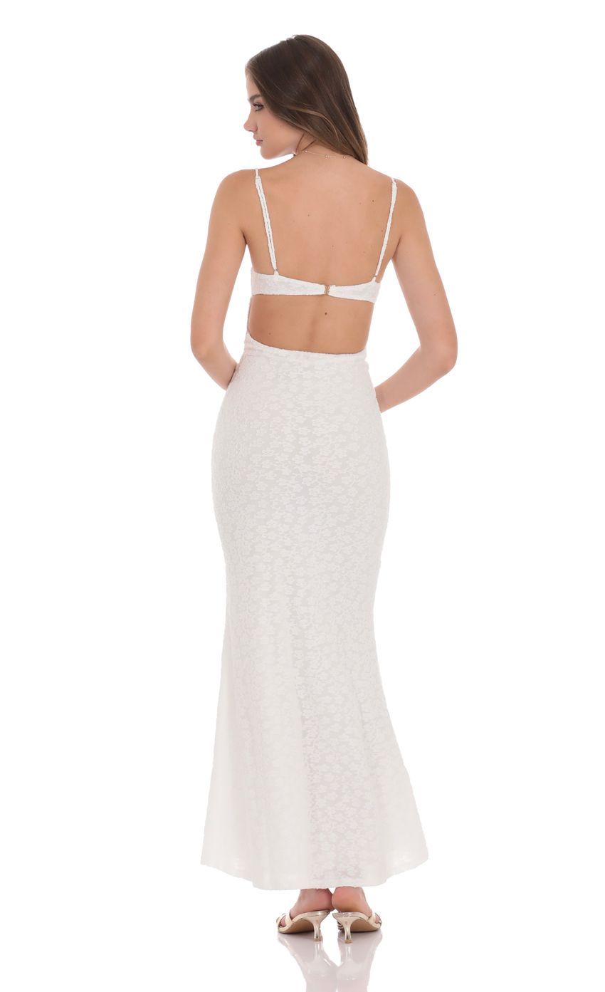 Textured Floral Maxi Dress in White - luluinthesky