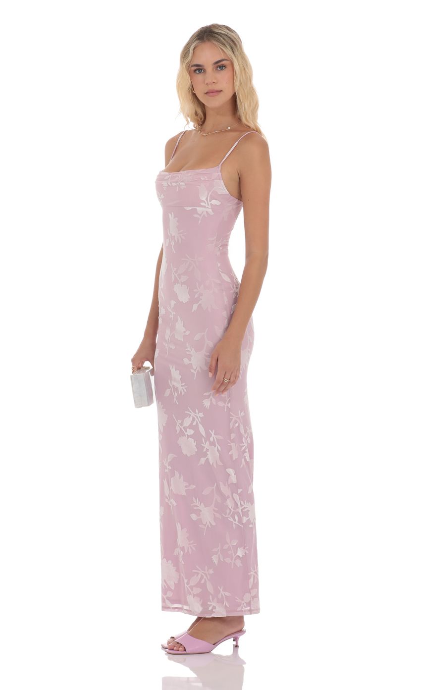 Velvet Floral Cowl Neck Maxi Dress in Lilac - luluinthesky