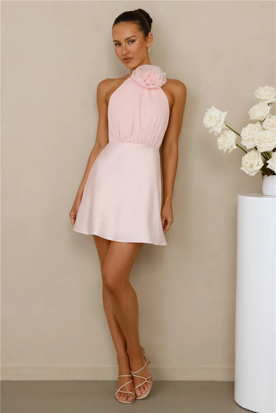 Infinite Charm Halter Mini Dress Pink - luluinthesky