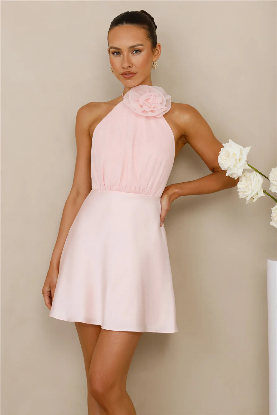 Infinite Charm Halter Mini Dress Pink - luluinthesky