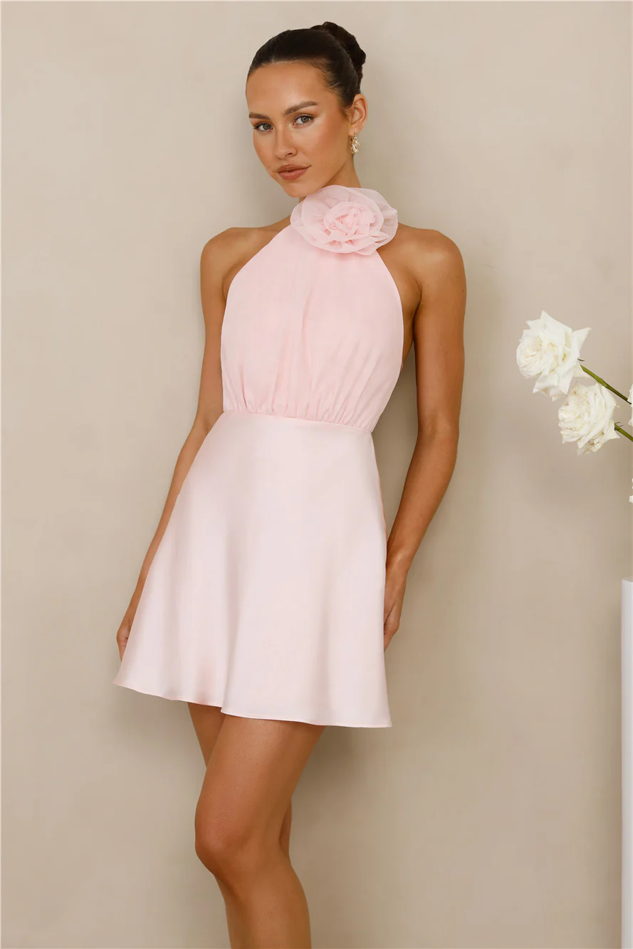 Infinite Charm Halter Mini Dress Pink - luluinthesky